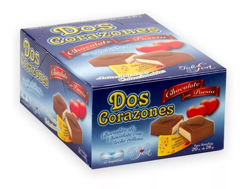 Dos Corazones Felfort Bocadito Chocolate Relleno Caja X20 Un