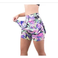 Short Saia Fitness Roupa Feminina Academia Suplex Estampado