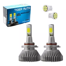 Par Super Led H4 Farol Foco Simples Alto Baixo + Pingo 6000k