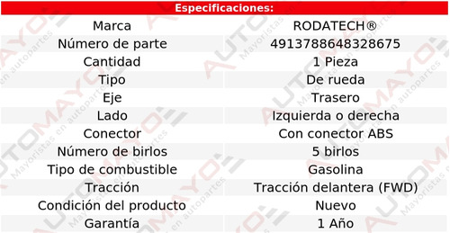 1 - Maza De Rueda Tras Izq/der Rodatech Rav4 L4 2.4l 04-05 Foto 5