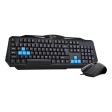 Kit Teclado Y Mouse Combo Gamer Noga Nkb-400 Usb Negro Y Azul Pc Notebok Netbook Ps4