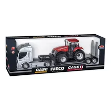 Caminhão Iveco Plataforma Com Trator Case Usual Brinquedos