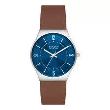 Reloj De Pulsera Hombre Color Marron Azul Acero Inoxidable