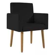 Poltrona Decorativa Nina Cadeira Recepção Preto Cor Preta