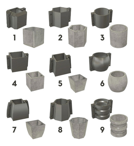 5 Moldes Maceta Cemento Nº10 Modelos A Eleccion Mod1