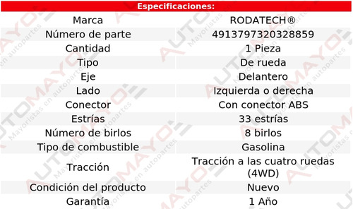 1 - Maza De Rueda Del Izq/der Rodatech H2 V8 6.2l 4wd 08-09 Foto 5