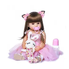 Boneca Bebê Reborn Coelhinho 55cm Menina 100% Silicone