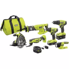 Combo Ryobi 6 Herramientas 2 Pilas 1 Cargador Y Bolsa P1819