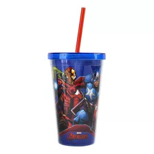 Copo Avengers Marvel 450ml Com Canudo - Dmw