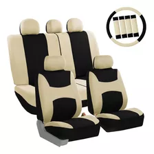 Fundas De Asiento Para Automóviles, Beige Y Negro, Ajuste Un