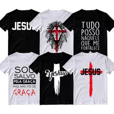 Kit 6 Camiseta Religiosa Masculina Jesus Frases Evangélica 