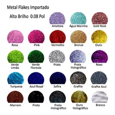 Metal Flakes Importado Alto Brilho 5x25gr + 2 Kandy Concent