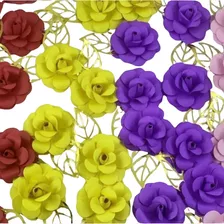 Flores De Papel 3d Para Decoração Topo De Bolo Kit 30 Unid