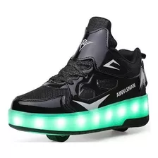 Sapatos Infantis Com Luzes Led, Patins Com Rodas