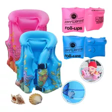 Niño Chaleco Flotador Animado Inflable Salvavida Y Brazo Set