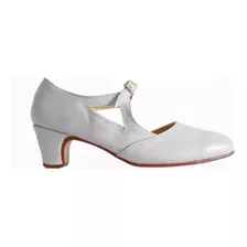 Zapato Español, Folcklore, Flamenco, En Cuero Blanco