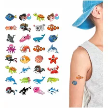 160 Tatuagem Temporária Infantil Kit Festa 32-008 Fundo Mar