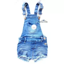 Jardineira Jeans Infantil Bebê Fashion Menina