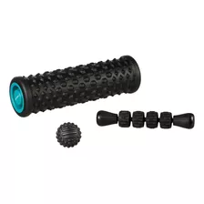 Kit De Massagem: Rolo De Massagem Foam Roller Bola Basto Cor Preto ?nico