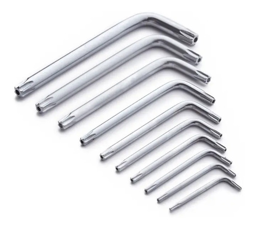 Juego Llaves Torx Cortas Bremen 10 Pz T8 A T50 Herramientas Cod. 6906 Dgm Gris