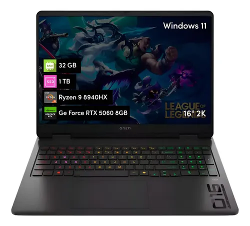 Notebook Gamer Hp Omen 16 Ryzen 9 32Gb 1Tbssd Rtx5060 16' 2K
