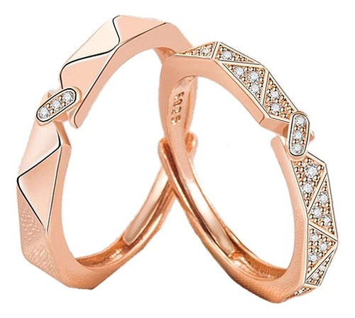 Una Pareja Anillos  Compromiso Promesa Ajustable