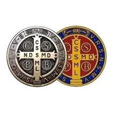 2 Adesivos Medalha São Bento Cruz Sagrada Bronze Tradic 10cm