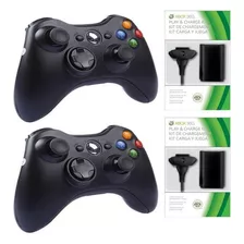 2 Controle Manete Sem Fio Xbox 360 +2 Bateria Carregador