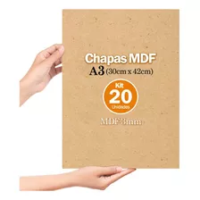 Kit 20 Chapas De Mdf Cru 3mm 30x42 Cm A3 Artesanato Quadro