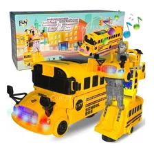 Ônibus Escolar Transformers Bate Volta Som E Luz Vira Robo