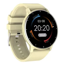 Smartwatch Bluetooth Zl02 Pantalla Full Touch Redonda Beige