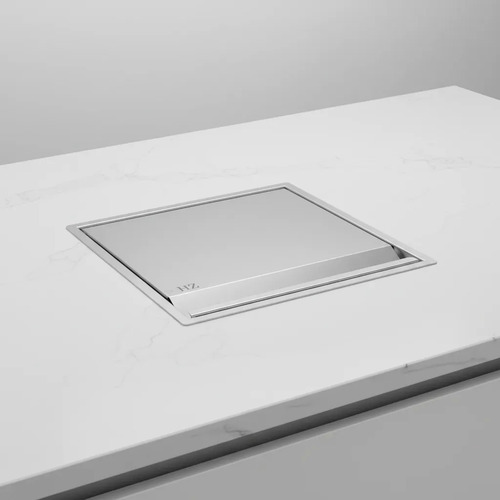 Tampa Lixeira Quadrada Inox Para Bancada Corte De 25x25cm  Cinza