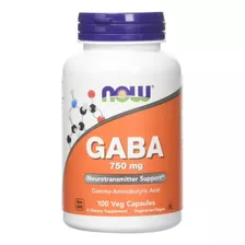 Gaba 750mg Now Vitamins Americano Sin Gluten 