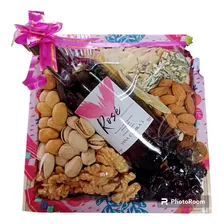 Caja Madera Mix Frutos Secos Y Vino Pequeño 