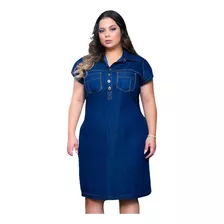 Vestido Jeans Plus Size Feminino Sem Lycra Moda Maior Casual