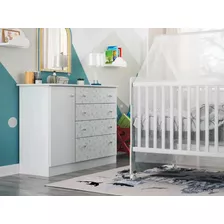 Cômoda Para Bebê 04 Gavetas E 01 Porta Luxo Infantil Icp Fg