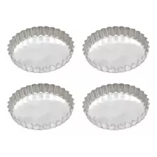 Set X 4 Tartera Rizada Aluminio Nº18 Mini Pastafrola Tarta