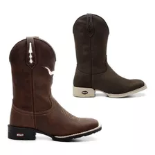 Bota Texana Masculina Boi + Bota Texana Lisa Sola Bege 7m