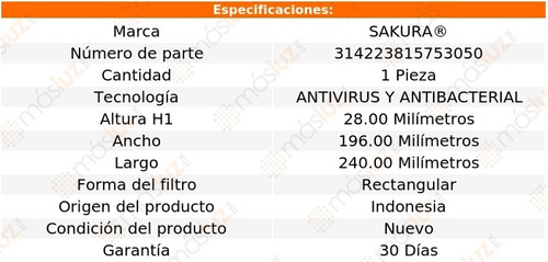 Filtro Aire Acondicionado Antivirus Accent 1.6l 4 Cil 18/20 Foto 2