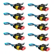 Kit 10 Conector Chicote Lanterna Led Lateral Carreta 2 Vias