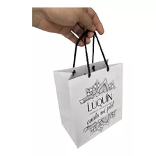 Bolsa De Papel Kraft Con Impresión Blanca 18x10+18 C/ 100 Pz