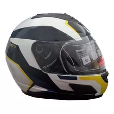 Casco Integral Para Moto Adulto Rush White Yellow Talle M