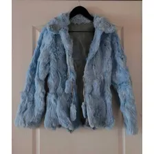 Campera Piel Celeste Invierno