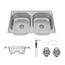 Kit Cuba Dupla Inox 78x48x19 Com Acessórios