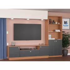 Mesa Tv + Biblioteca Con Puertas Rack Living Modular