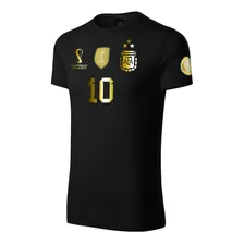 Remera-camiseta Seleccion Argentina Mundial Qatar Gold Messi