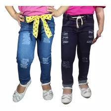 Kit 2 Calça Jeans Infantil Feminino 1/2/3/4/6/8 Anos 