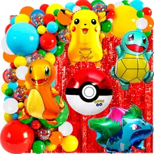 50 Art Globos Pokemon Pikachu Pokebola Charmander Cumpleaños