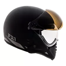 Capacete Peels F-21 Navy Preto Fosco Com Grafite Dupla Viseira Fumê Exterior E Cristal Sobreposta Antirisco Tipo Aviador