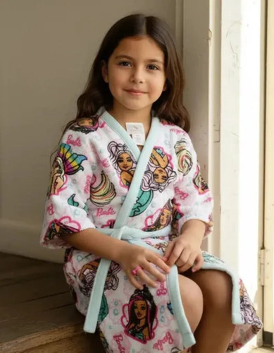 Roupao Felpudo Infantil Quimono Barbie Reinos Magicos Pp Cotton